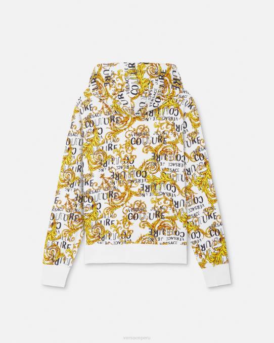 Versace ropa hombres sudadera con logo y cremallera 6BPV2404 oro y blanco