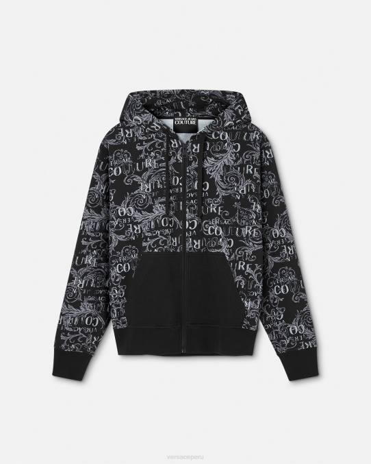 Versace ropa hombres sudadera con logo y cremallera 6BPV2405 negro
