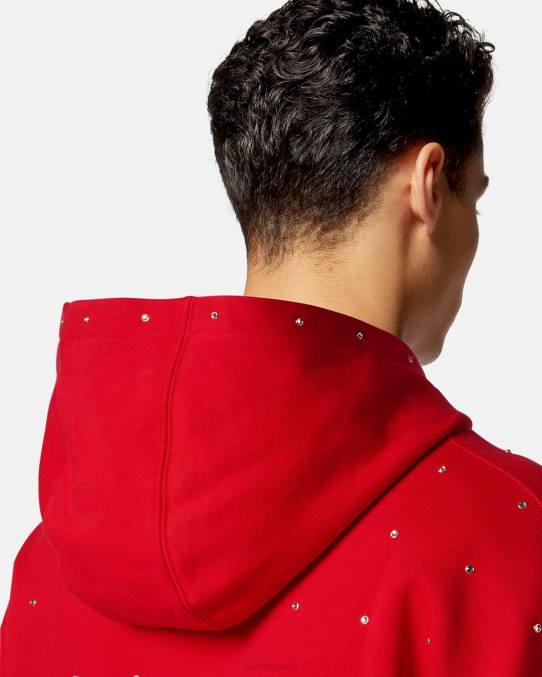 Versace ropa hombres sudadera con capucha con rejilla de cristal barroco 6BPV1421 rojo