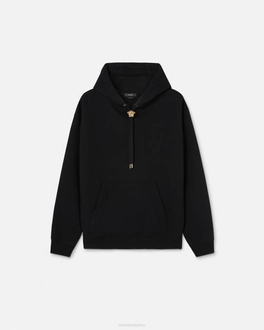 Versace ropa hombres sudadera con capucha de medusa 6BPV1414 negro