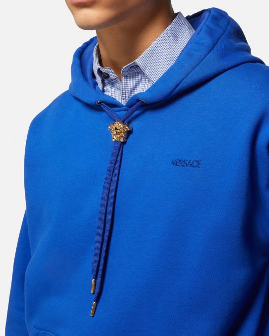 Versace ropa hombres sudadera con capucha de medusa 6BPV1419 azul