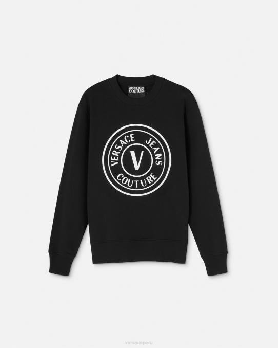 Versace ropa hombres sudadera con emblema en V 6BPV2411 negro