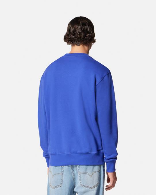 Versace ropa hombres sudadera con emblema en V bordado 6BPV2413 azul