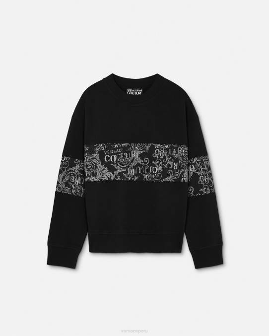 Versace ropa hombres sudadera con logo de alta costura 6BPV2406 negro