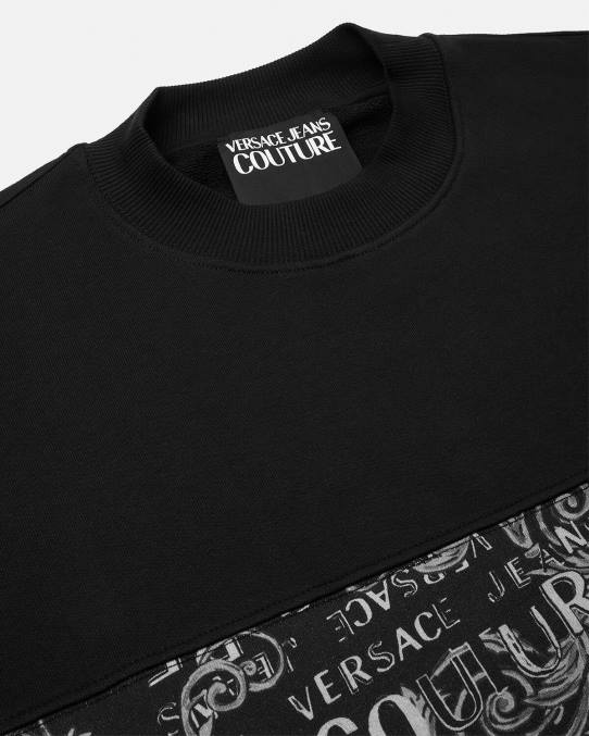 Versace ropa hombres sudadera con logo de alta costura 6BPV2406 negro