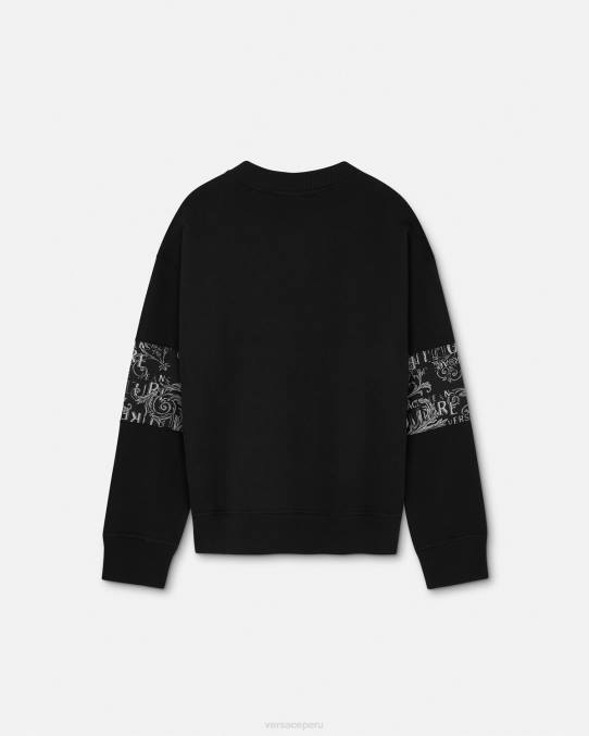 Versace ropa hombres sudadera con logo de alta costura 6BPV2406 negro