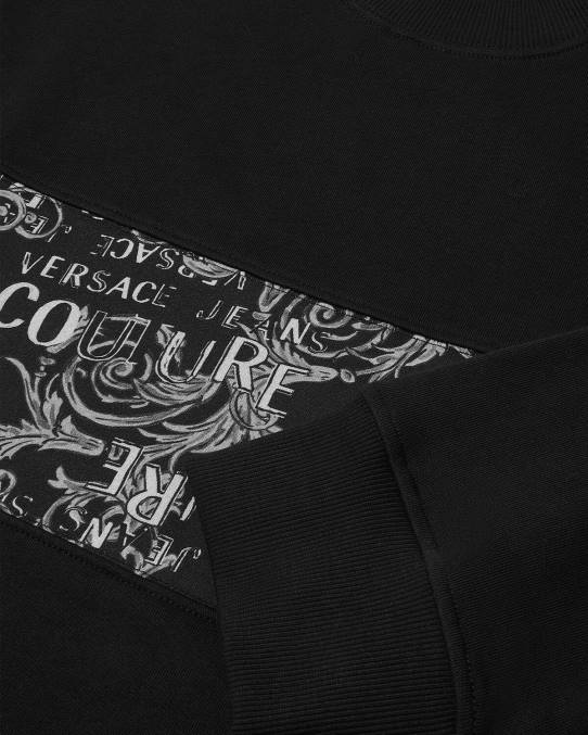 Versace ropa hombres sudadera con logo de alta costura 6BPV2406 negro