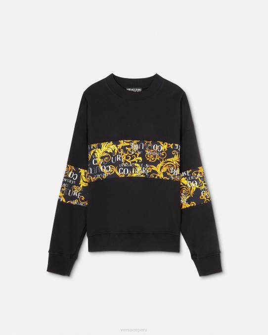 Versace ropa hombres sudadera con logo de alta costura 6BPV2407 oro negro