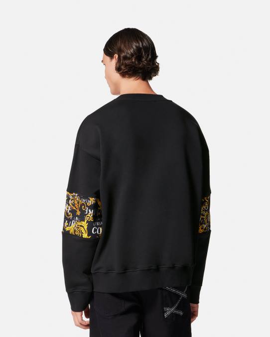 Versace ropa hombres sudadera con logo de alta costura 6BPV2407 oro negro