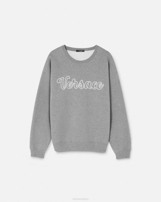 Versace ropa hombres sudadera con logo universitario 6BPV1424 gris