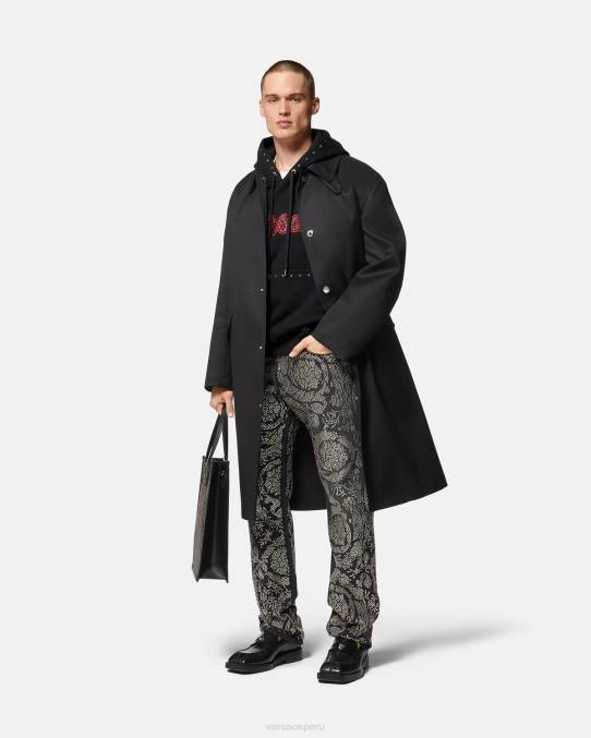 Versace ropa hombres sudadera con logo universitario y apliques 6BPV1425 negro