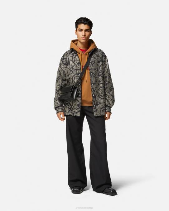 Versace ropa hombres sudadera con logo universitario y apliques 6BPV1426 naranja