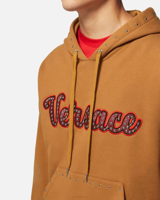 Versace ropa hombres sudadera con logo universitario y apliques 6BPV1426 naranja