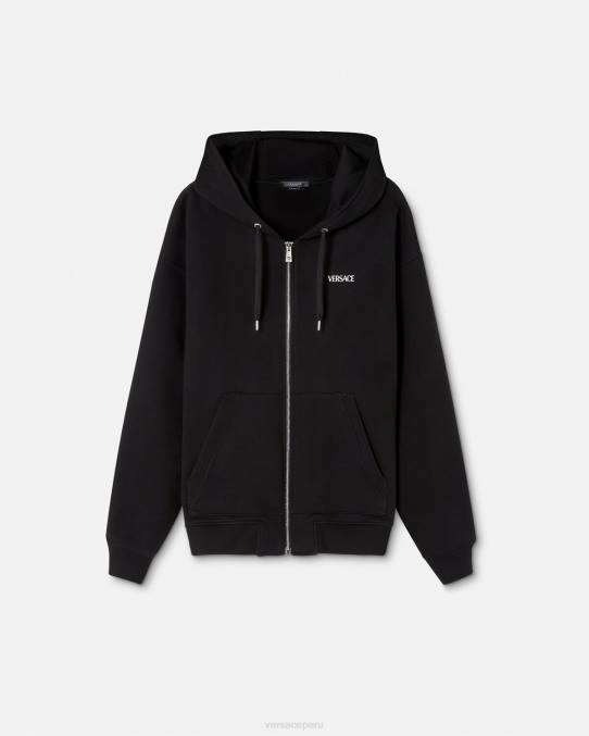 Versace ropa hombres sudadera con logo y cremallera 6BPV1413 negro