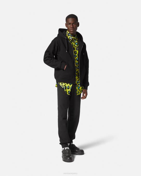 Versace ropa hombres sudadera con logo y cremallera 6BPV1413 negro