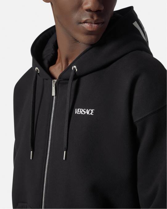 Versace ropa hombres sudadera con logo y cremallera 6BPV1413 negro