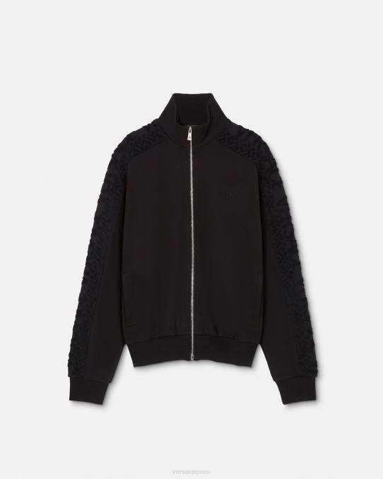 Versace ropa hombres sudadera con logo y cremallera 6BPV1427 negro