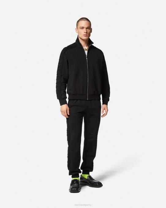 Versace ropa hombres sudadera con logo y cremallera 6BPV1427 negro