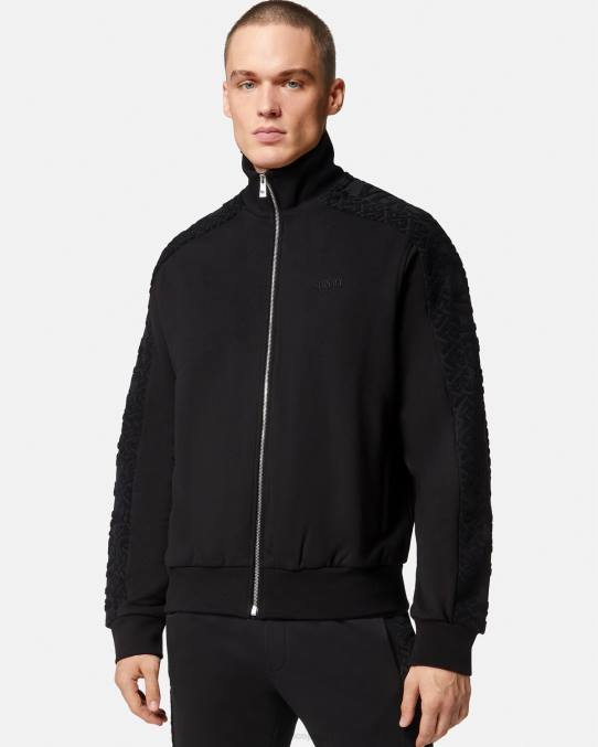 Versace ropa hombres sudadera con logo y cremallera 6BPV1427 negro