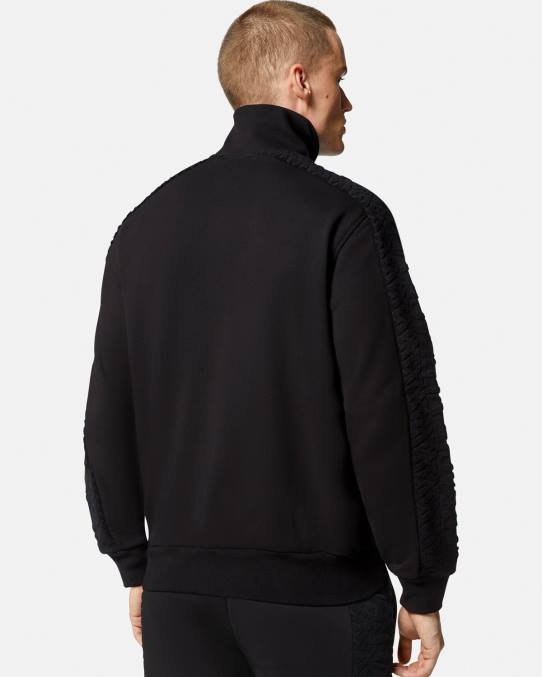 Versace ropa hombres sudadera con logo y cremallera 6BPV1427 negro