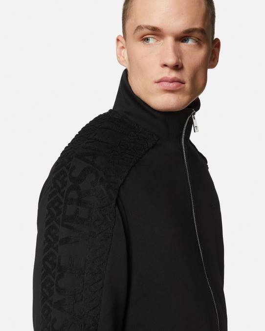 Versace ropa hombres sudadera con logo y cremallera 6BPV1427 negro