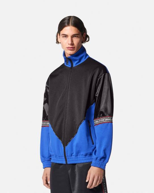 Versace ropa hombres sudadera con logo y cremallera 6BPV2409 negro