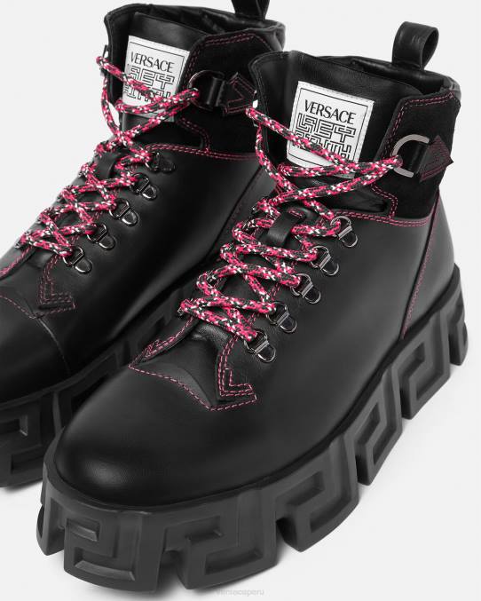 Versace zapato hombres botas de montaña greca laberinto 6BPV1581 negro