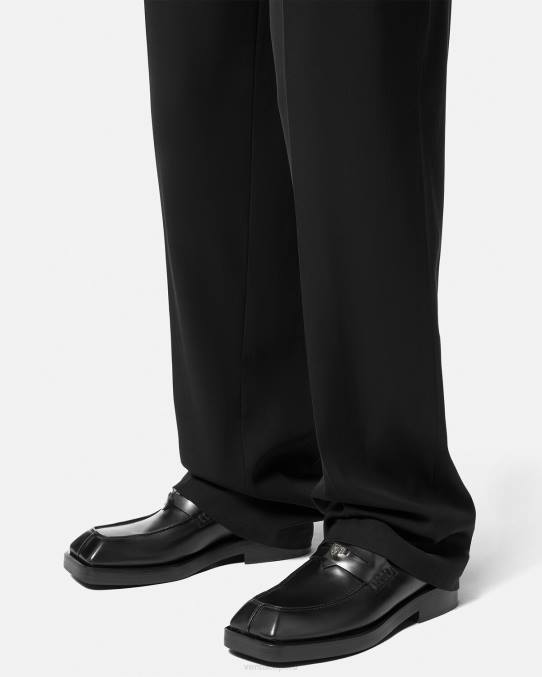 Versace zapato hombres mules tipo mocasines cuadrados 6BPV1576 negro