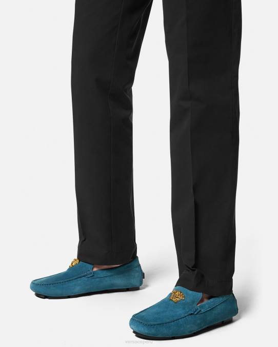 Versace zapato hombres zapatos driver la medusa de gamuza 6BPV1600 azul