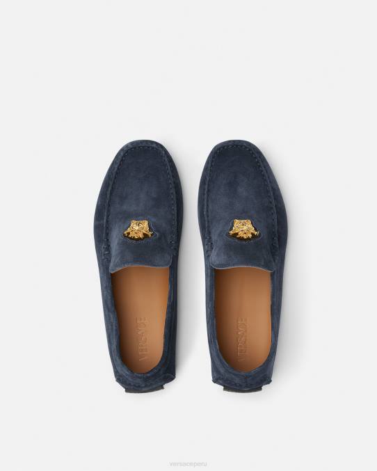 Versace zapato hombres zapatos driver la medusa de gamuza 6BPV1604 Armada