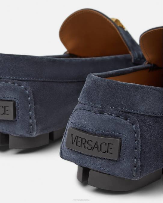 Versace zapato hombres zapatos driver la medusa de gamuza 6BPV1604 Armada
