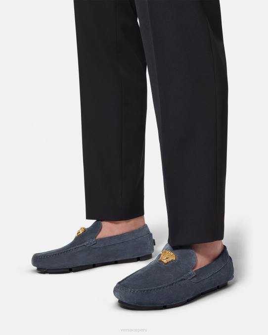 Versace zapato hombres zapatos driver la medusa de gamuza 6BPV1604 Armada