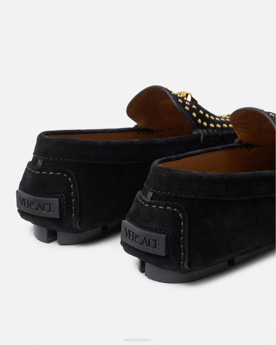 Versace zapato hombres zapatos driver la medusa de gamuza 6BPV1607 negro