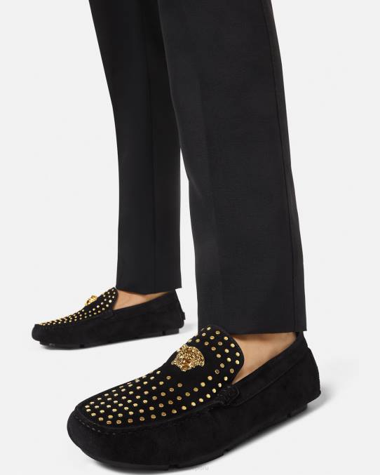 Versace zapato hombres zapatos driver la medusa de gamuza 6BPV1607 negro