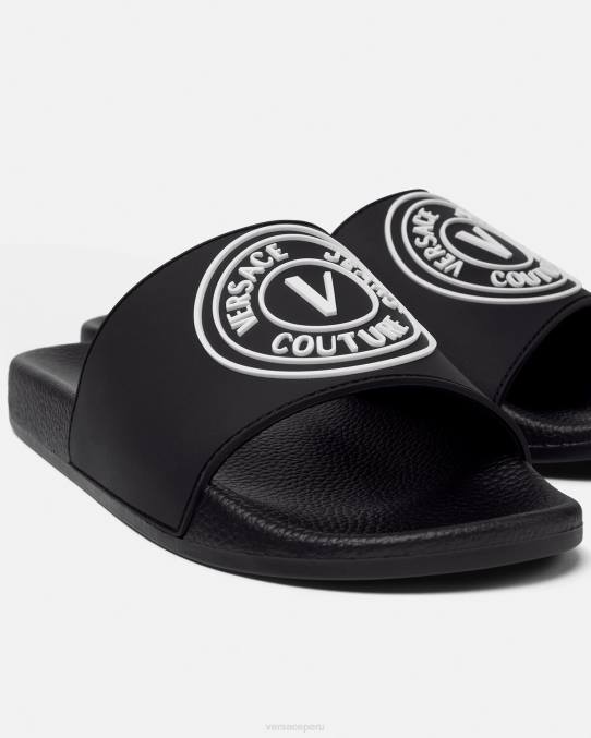 Versace zapato hombres chanclas con logo y emblema en V 6BPV2458 negro