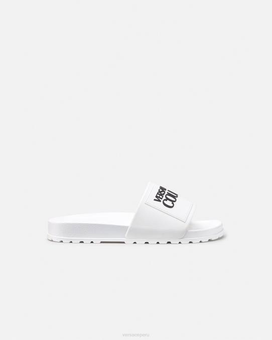 Versace zapato hombres chanclas de goma con logo 6BPV2467 blanco