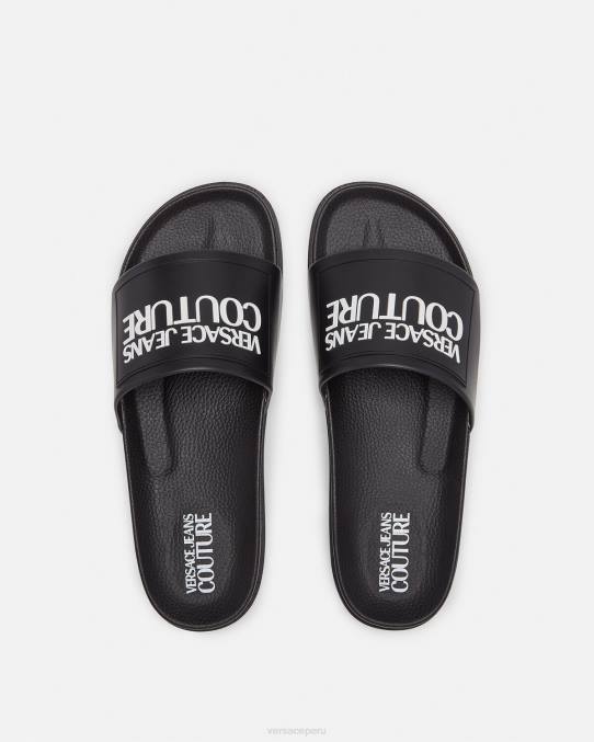 Versace zapato hombres chanclas de goma con logo 6BPV2468 negro