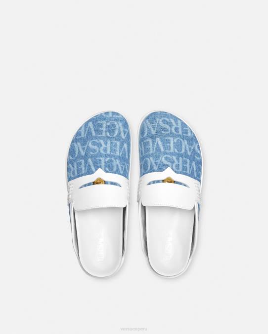 Versace zapato hombres mules con medusa en denim integral 6BPV1562 azul claro