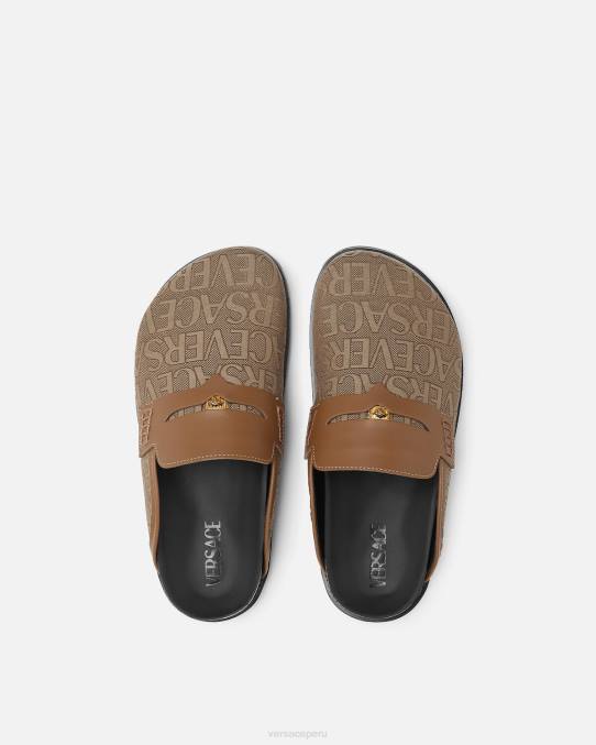 Versace zapato hombres mules con medusa en toda la prenda 6BPV1565 marrón