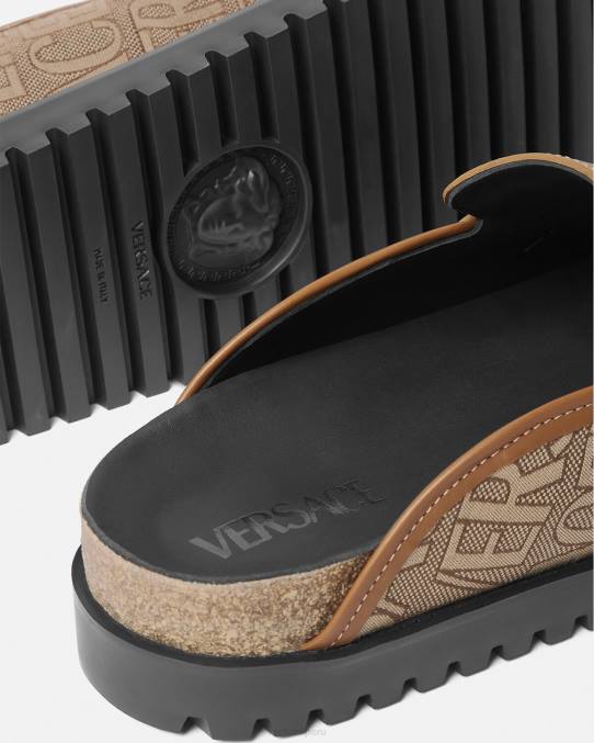 Versace zapato hombres mules con medusa en toda la prenda 6BPV1565 marrón