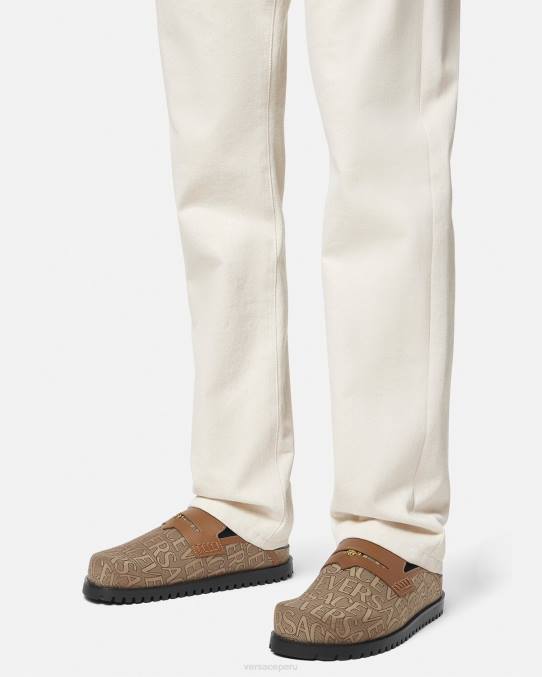 Versace zapato hombres mules con medusa en toda la prenda 6BPV1565 marrón