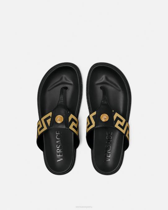 Versace zapato hombres sandalias con greca y medusa 6BPV1591 oro negro