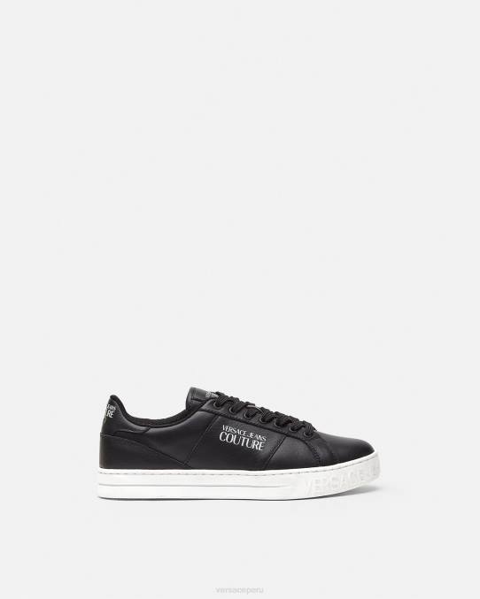Versace zapato hombres tenis Court 88 con logo 6BPV2470 negro