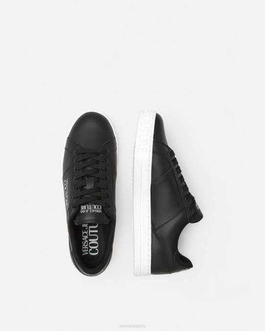 Versace zapato hombres tenis Court 88 con logo 6BPV2470 negro