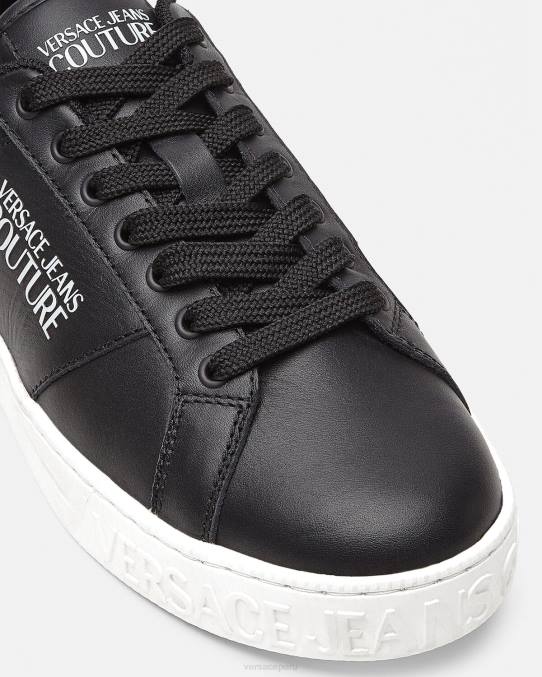 Versace zapato hombres tenis Court 88 con logo 6BPV2470 negro