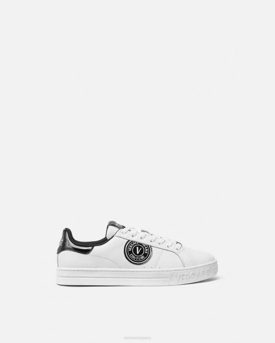 Versace zapato hombres tenis Court 88 con logo y emblema en V 6BPV2444 blanco negro