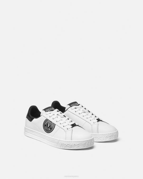 Versace zapato hombres tenis Court 88 con logo y emblema en V 6BPV2444 blanco negro