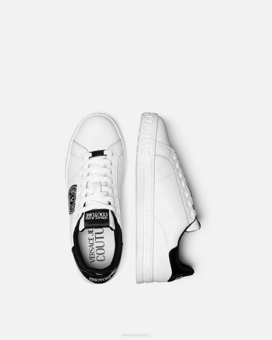 Versace zapato hombres tenis Court 88 con logo y emblema en V 6BPV2444 blanco negro