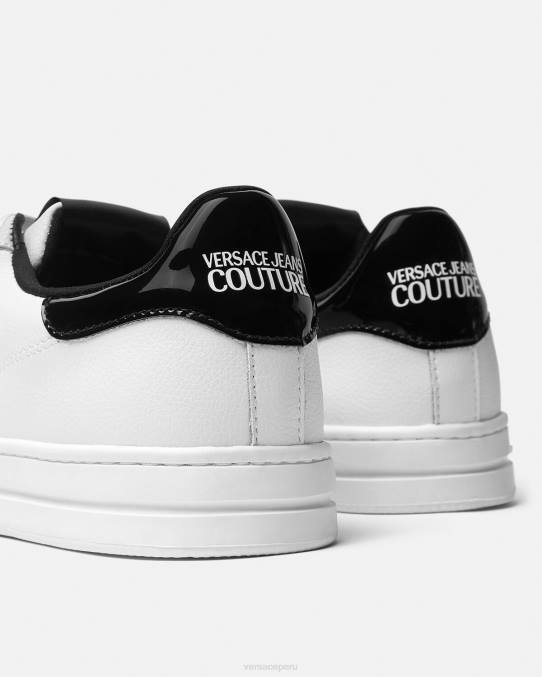 Versace zapato hombres tenis Court 88 con logo y emblema en V 6BPV2444 blanco negro