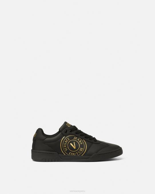 Versace zapato hombres zapatillas brooklyn con emblema en V 6BPV2443 oro negro